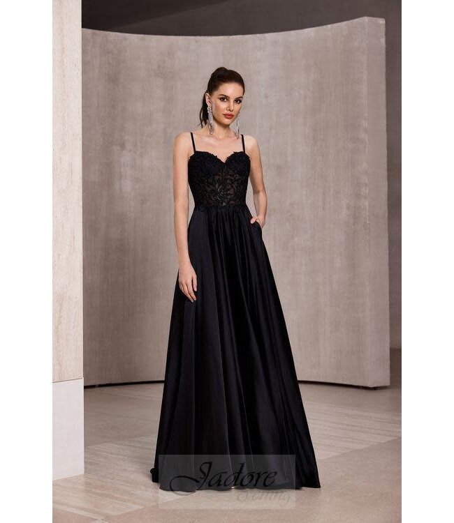 J28044 Robe Corset Satinée Noire