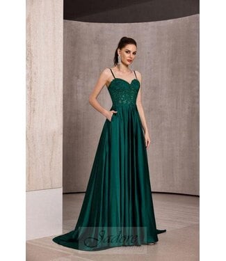 J28044 Robe Corset Satinée Émeraude