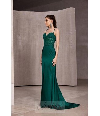 J28045 Robe En Satin Émeraude