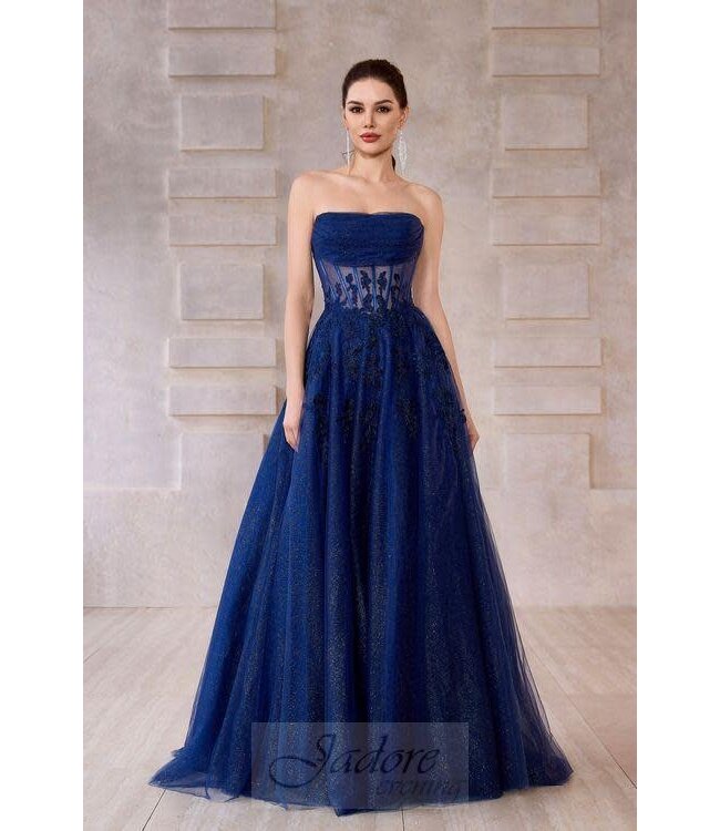 J28048 Robe Princesse Bustier Marine