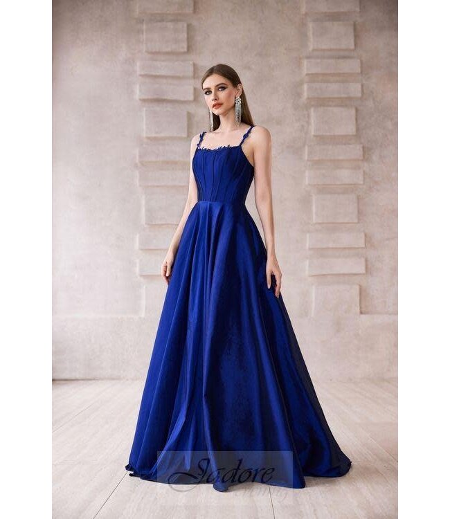 J28002 Robe Princesse En Satin Marine