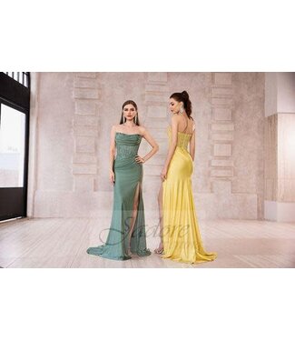 J28004 Robe Corset Ajustée Vert Sauge J28004 Robe Corset Ajustée Vert Sauge