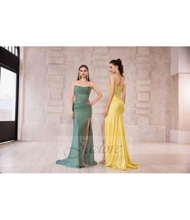 J28004 Robe Corset Ajustée Vert Sauge