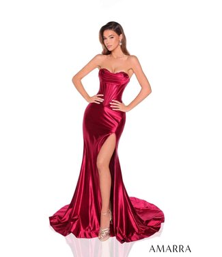 88904 Robe Corset Satinée Bourgogne