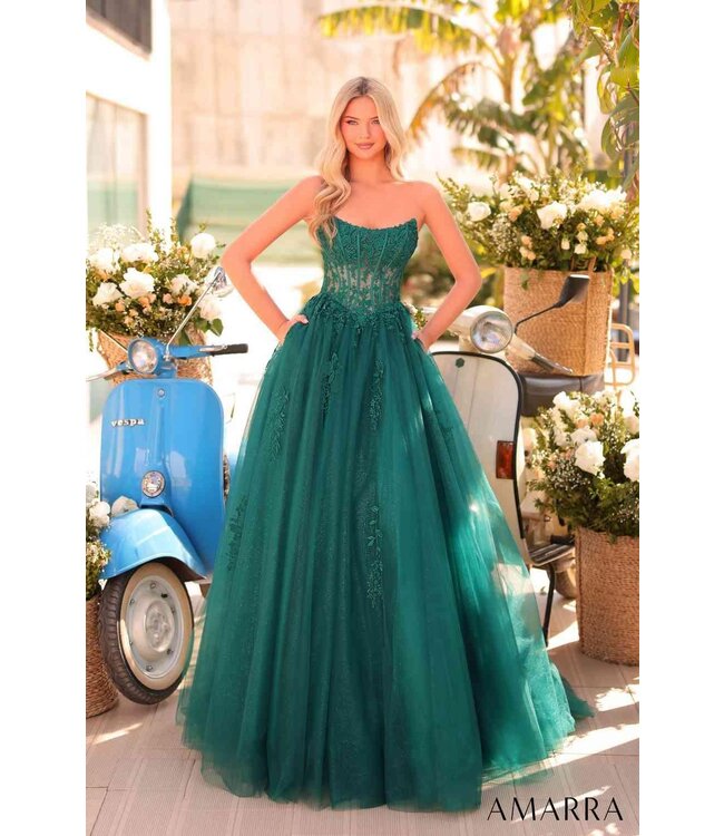 88913 Robe Bustier Scintillante Émeraude