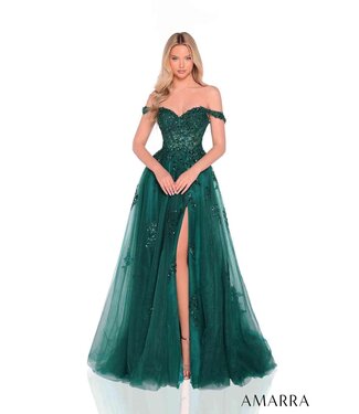 88938 Robe En A Avec Fente Émeraude