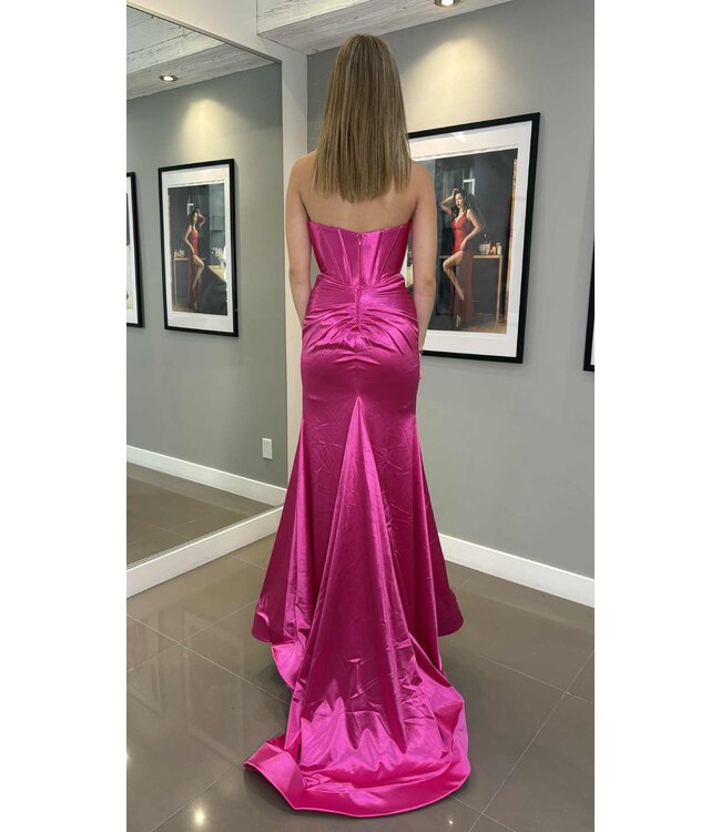 56161 Robe Avec Corset Bustier Fushia