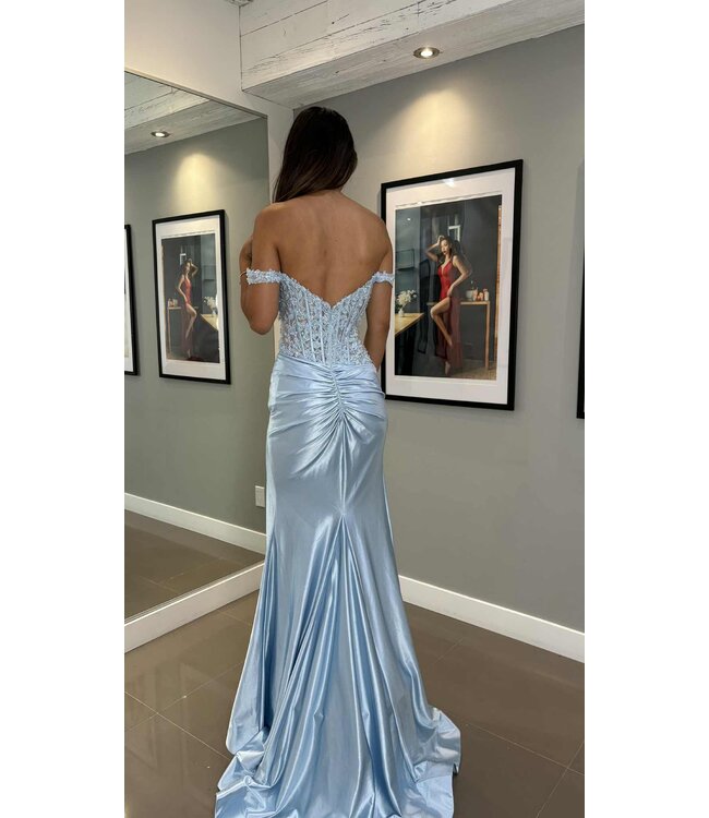 56702 Robe Corset Ajustée Bleu Poudre