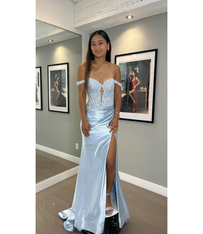 56702 Robe Corset Ajustée Bleu Poudre