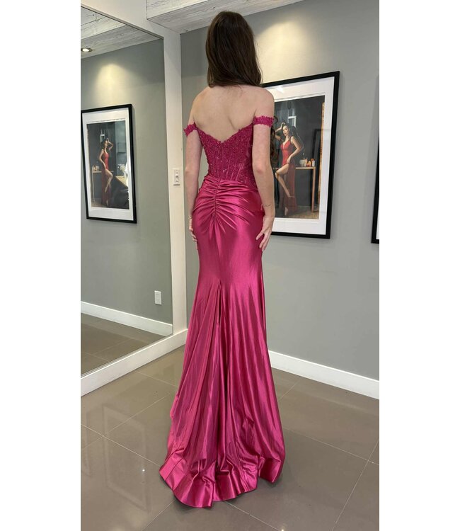 56702 Robe Corset Ajustée Magenta