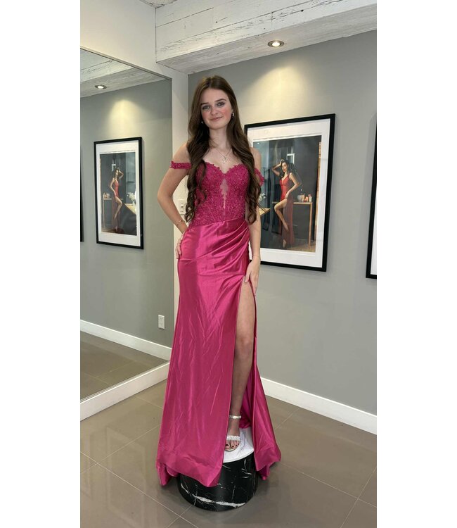 56702 Robe Corset Ajustée Magenta