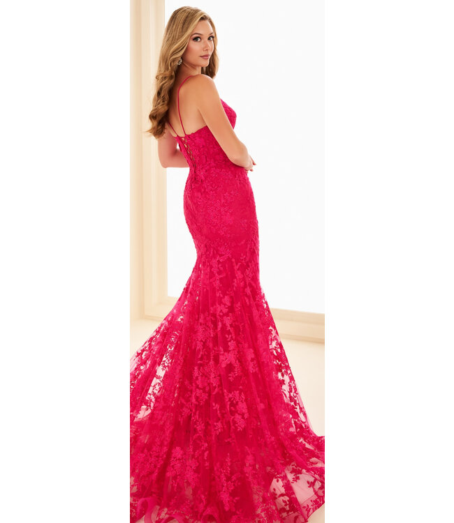 37027 Robe En Dentelle Ajustée Magenta