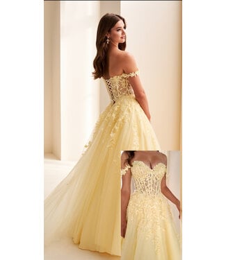 37028 Robe Corset Bustier Jaune Pâle