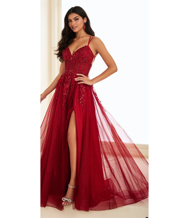 37212 Robe Décolleté Avec Fente Bourgogne