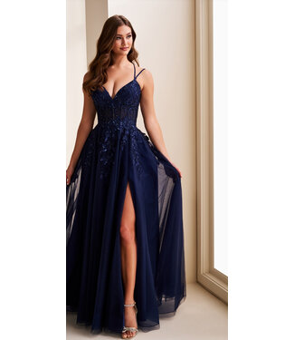 37212 Robe Décolleté Avec Fente Royal