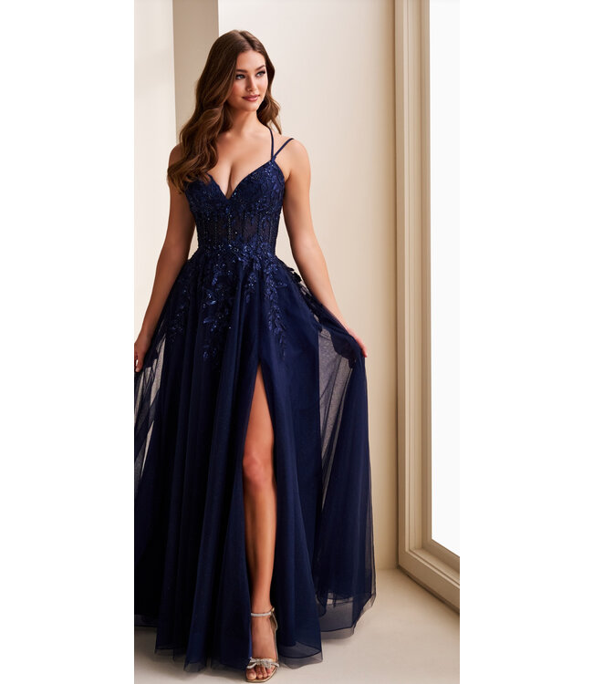 37212 Robe Décolleté Avec Fente Royal