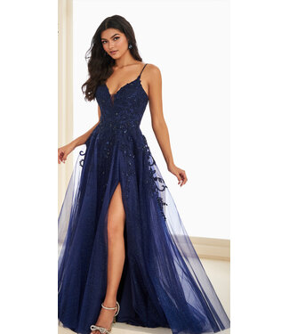 37214 Robe Décolleté Et Dos Lacé Marine