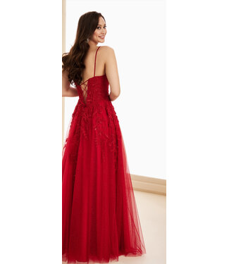 37214 Robe Décolleté Et Dos Lacé Rouge