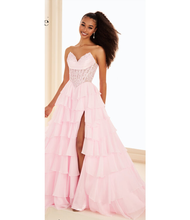 37115 Robe Bustier Dos Lacé Rose