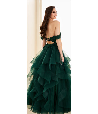 37201 Robe Bustier À Volants Émeraude 37201 Robe Bustier À Volants Émeraude