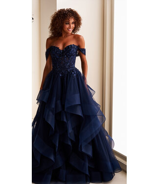 37201 Robe Bustier À Volants Marine 37201 Robe Bustier À Volants Marine