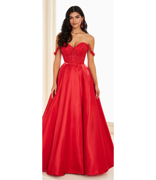 37202 Robe Fluide En Satin Rouge