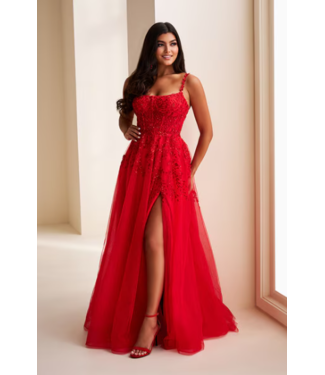 36228 Robe En Tulle Avec Fleurs Rouge