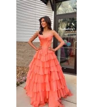 56911 Robe Corset Étagée Orange