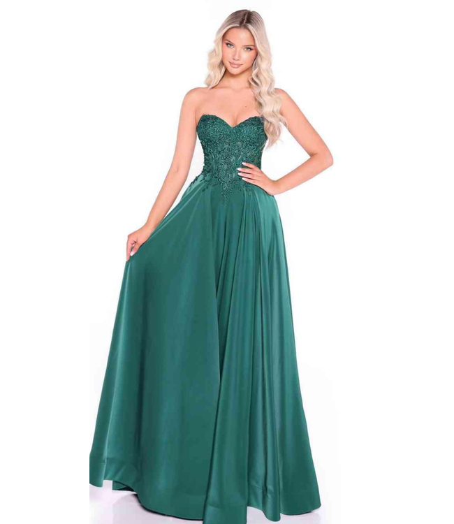 89433 Robe Bustier En Coeur Émeraude