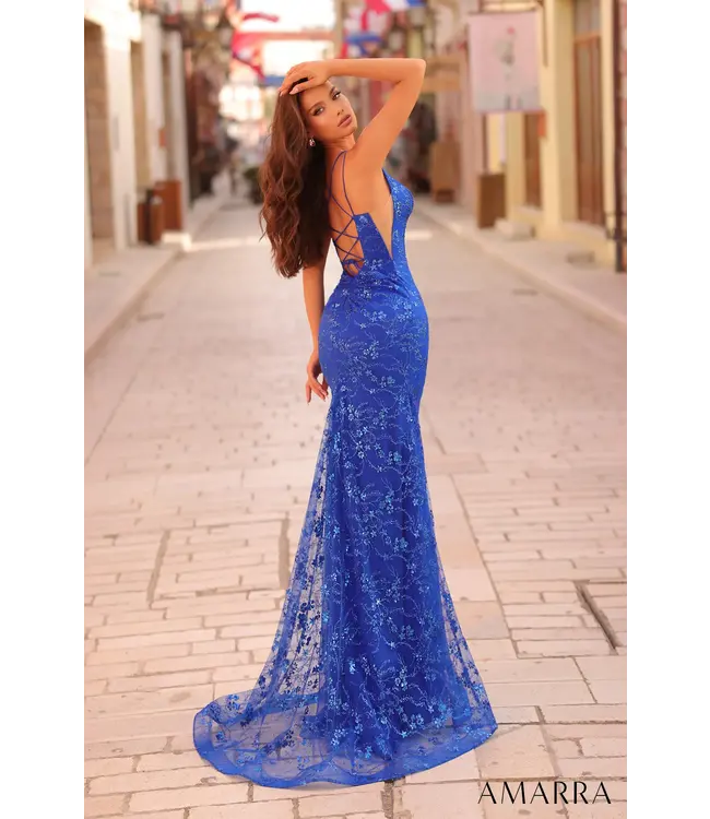 88871 Robe Ajustée Brillante Royal