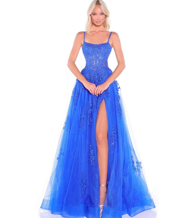 89525 Robe Fluide col Droit Royal