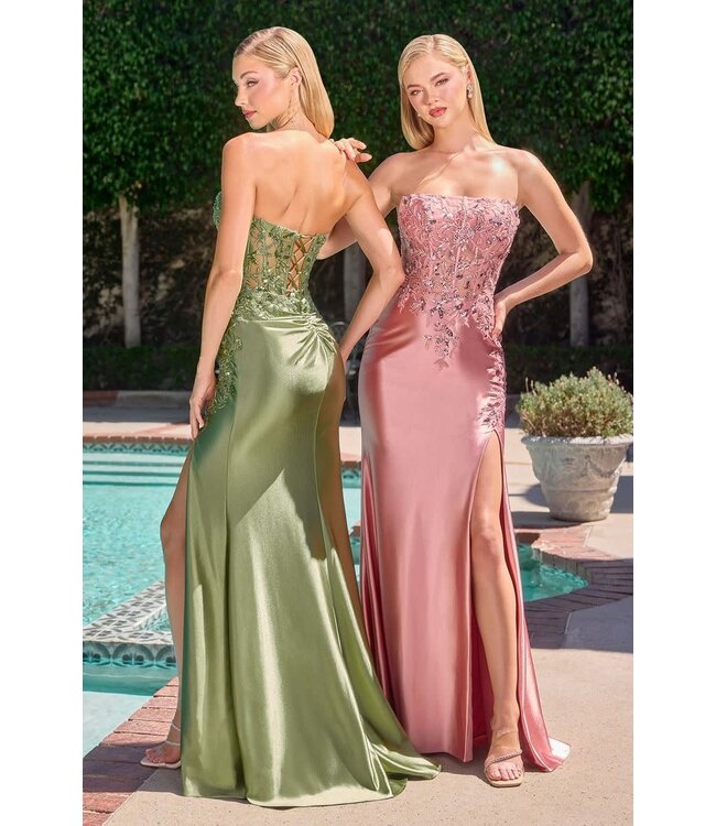 10861 Robe Col Droit Ajusté Rose Dusty