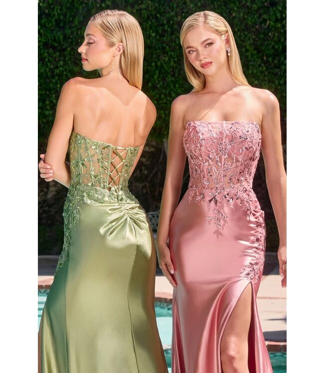 10861 Robe Col Droit Ajusté Rose Dusty