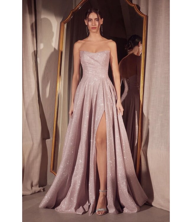 107 Robe Princesse Col Droit Rose Pale