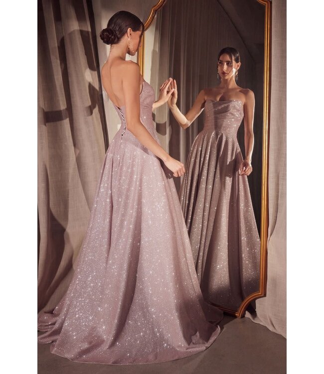 107 Robe Princesse Col Droit Rose Pale