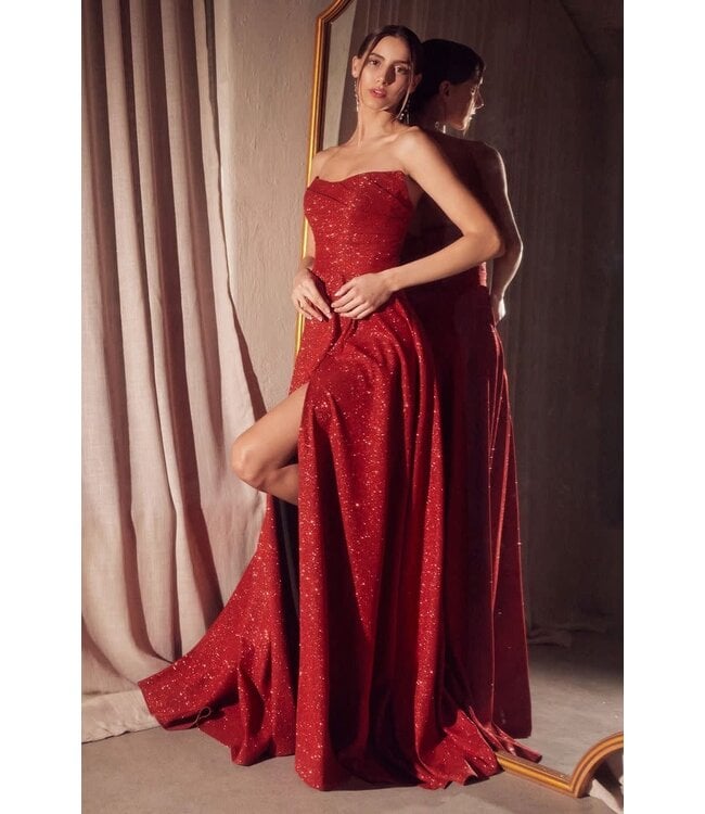 107 Robe Princesse Col Droit Rouge