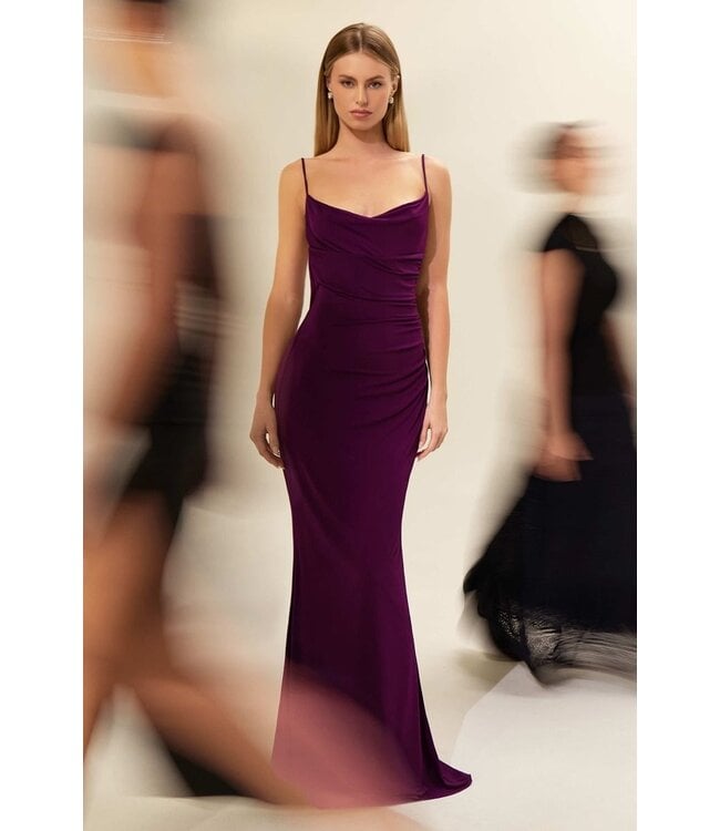 8002 Robe Col Baveux Dos Ouvert