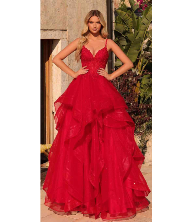 89511 Robe Corset À Volant Rouge