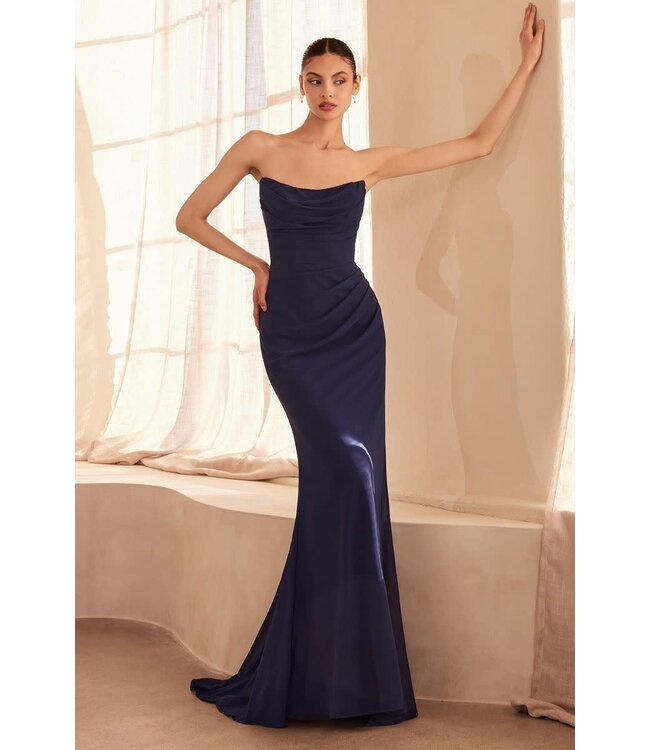 207 Robe Sans Bretelle Marine