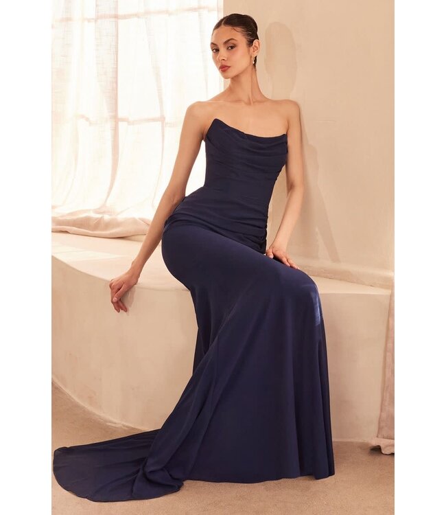 207 Robe Sans Bretelle Marine