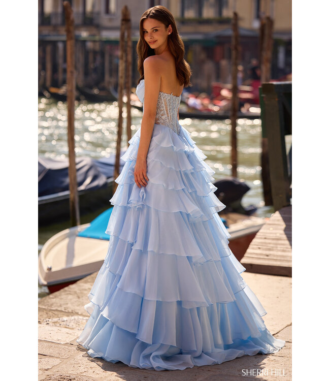 57542 Robe Corset À Volants Aqua