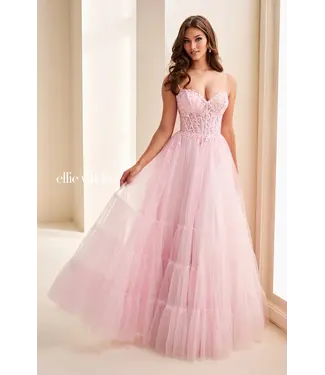 37107 Robe corset en tulle rose pâle 37107 Robe corset en tulle rose pâle