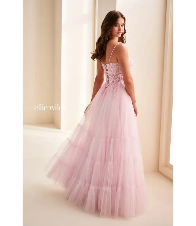 37107 Robe corset en tulle rose pâle