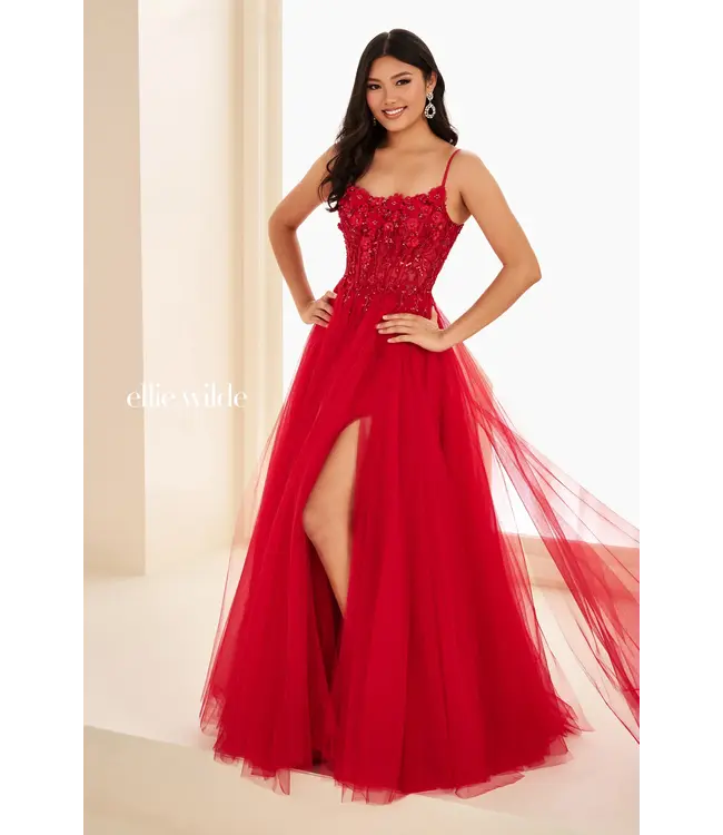 37112 Robe En A Col Droit Rouge