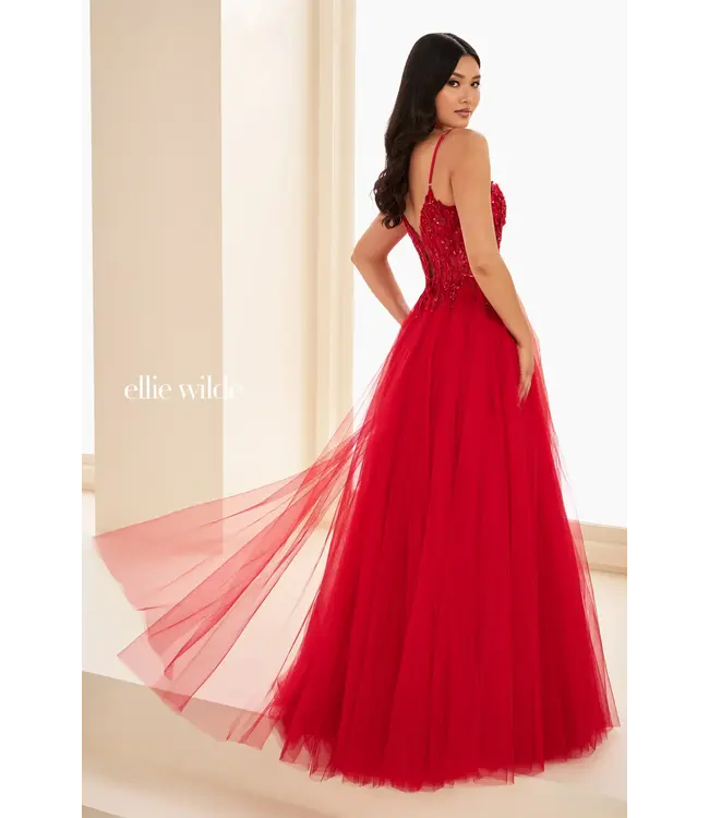 37112 Robe En A Col Droit Rouge