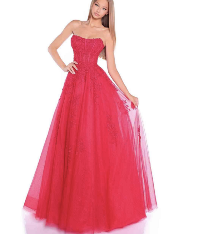 88950 Robe Princesse Brodée Rouge