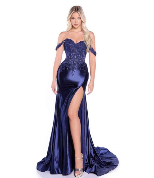 88978 Robe Corset Ajustée Marine