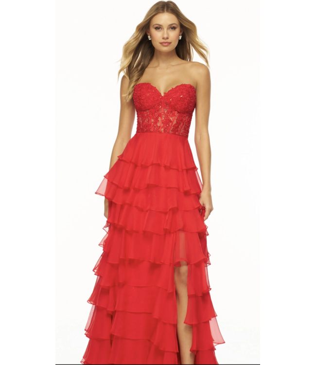 56162 Robe Corset À Volant Rose