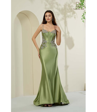 lucci lu 1446 Robe En Satin Sauge
