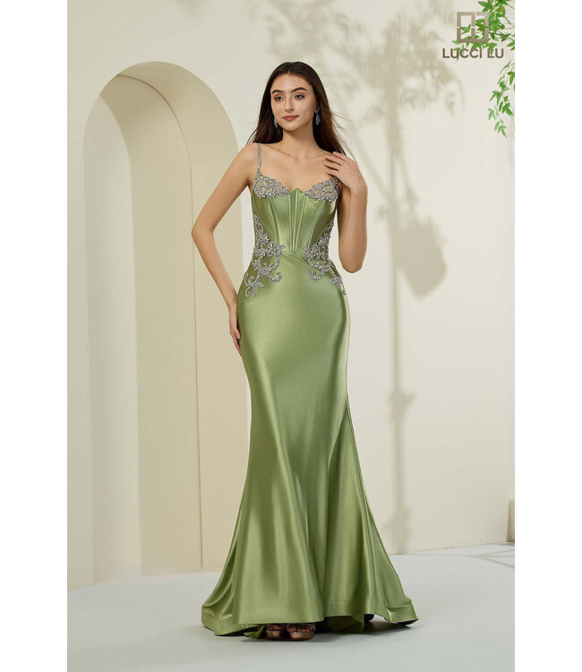 lucci lu 1446 Robe En Satin Sauge